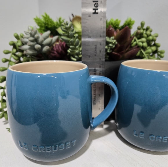 Deep Teal Pour Over Coffee Maker Cone & 2 Heritage Mugs Le Creuset RETIRED COLOR - Picture 6 of 12